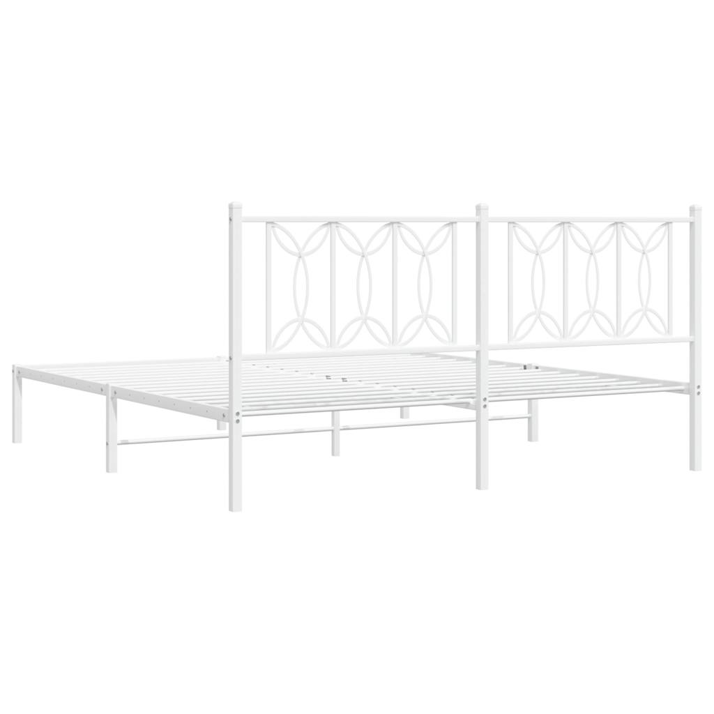 Cadre de lit métal sans matelas et tête de lit blanc 180x200 cm - XIOS