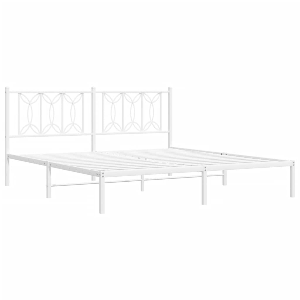 Cadre de lit métal sans matelas et tête de lit blanc 183x213 cm - XIOS