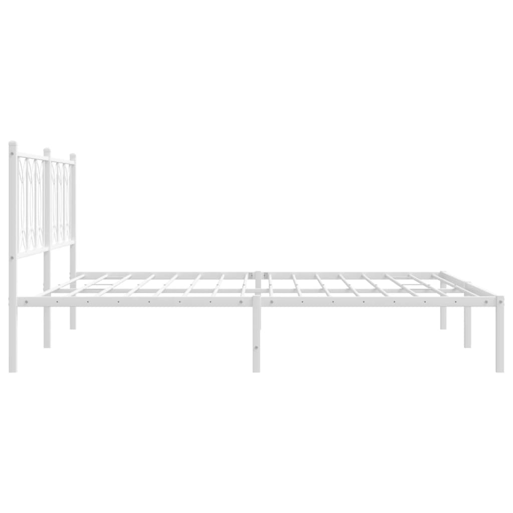Cadre de lit métal sans matelas et tête de lit blanc 183x213 cm - XIOS