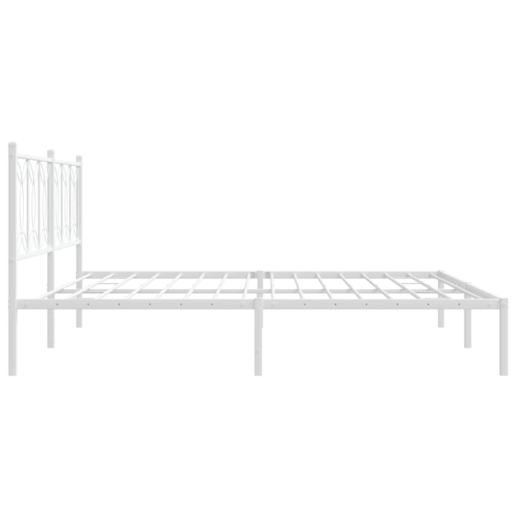 Cadre de lit métal sans matelas et tête de lit blanc 193x203 cm - XIOS