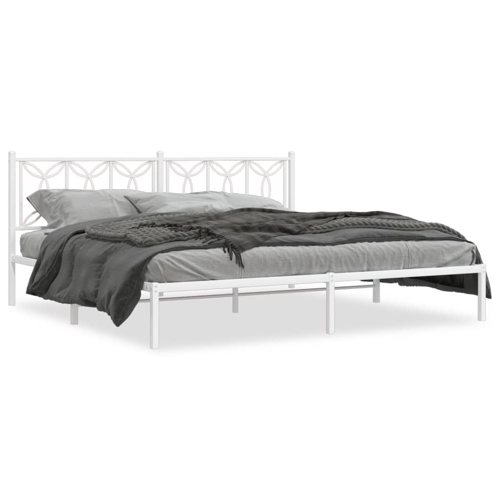 Cadre de lit métal sans matelas et tête de lit blanc 200x200 cm - XIOS