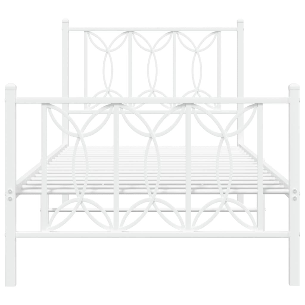 Cadre de lit métal sans matelas avec pied de lit blanc 80x200cm - XIOS