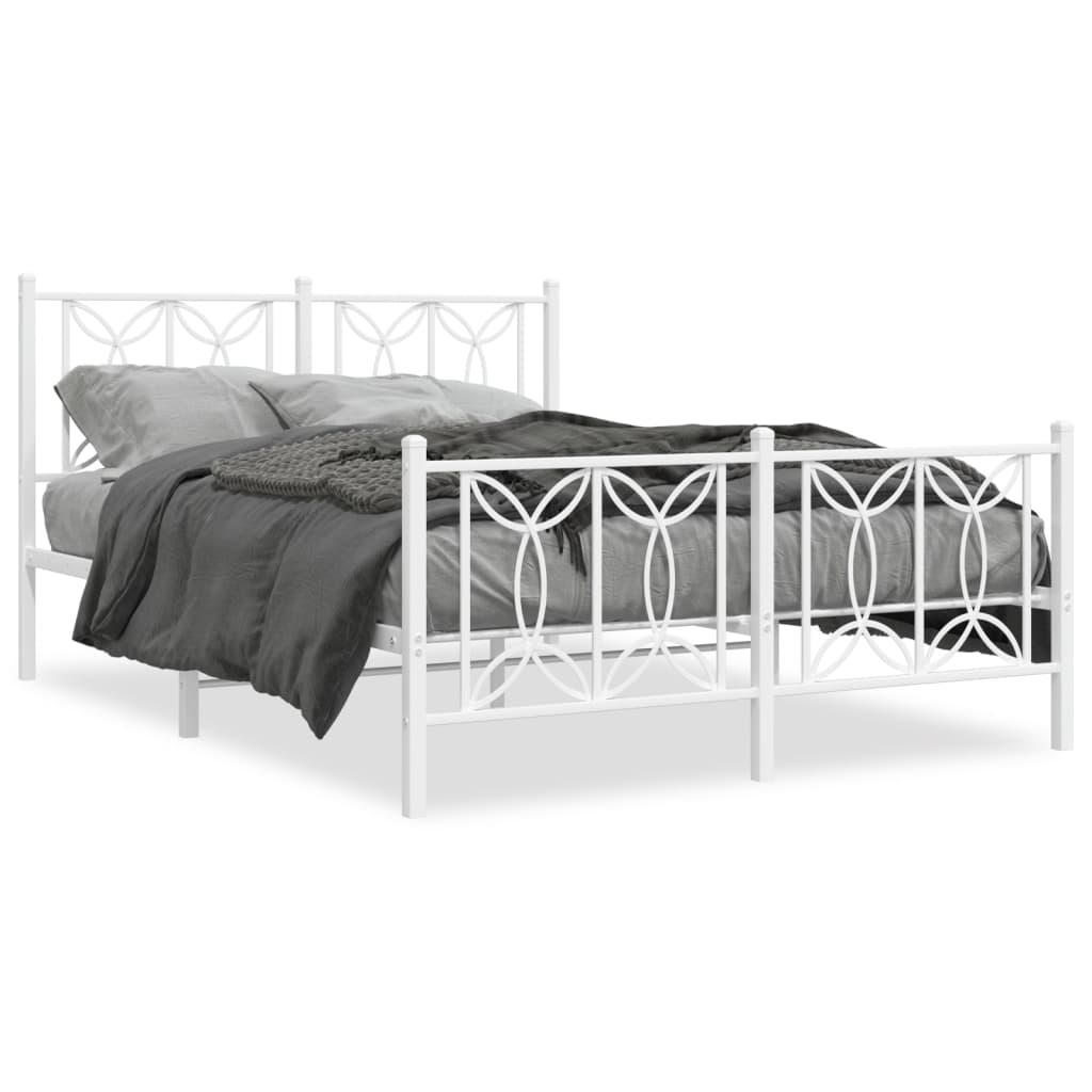 Cadre de lit métal sans matelas et pied de lit blanc 140x200 cm - XIOS