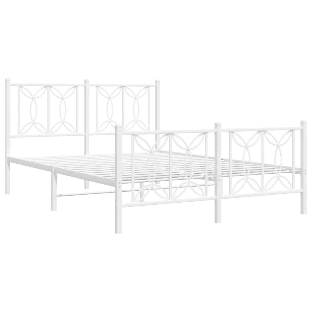 Cadre de lit métal sans matelas et pied de lit blanc 140x200 cm - XIOS