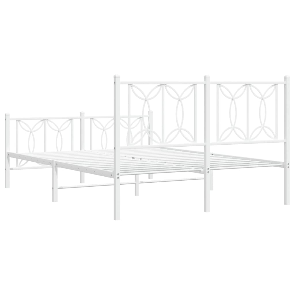 Cadre de lit métal sans matelas et pied de lit blanc 140x200 cm - XIOS