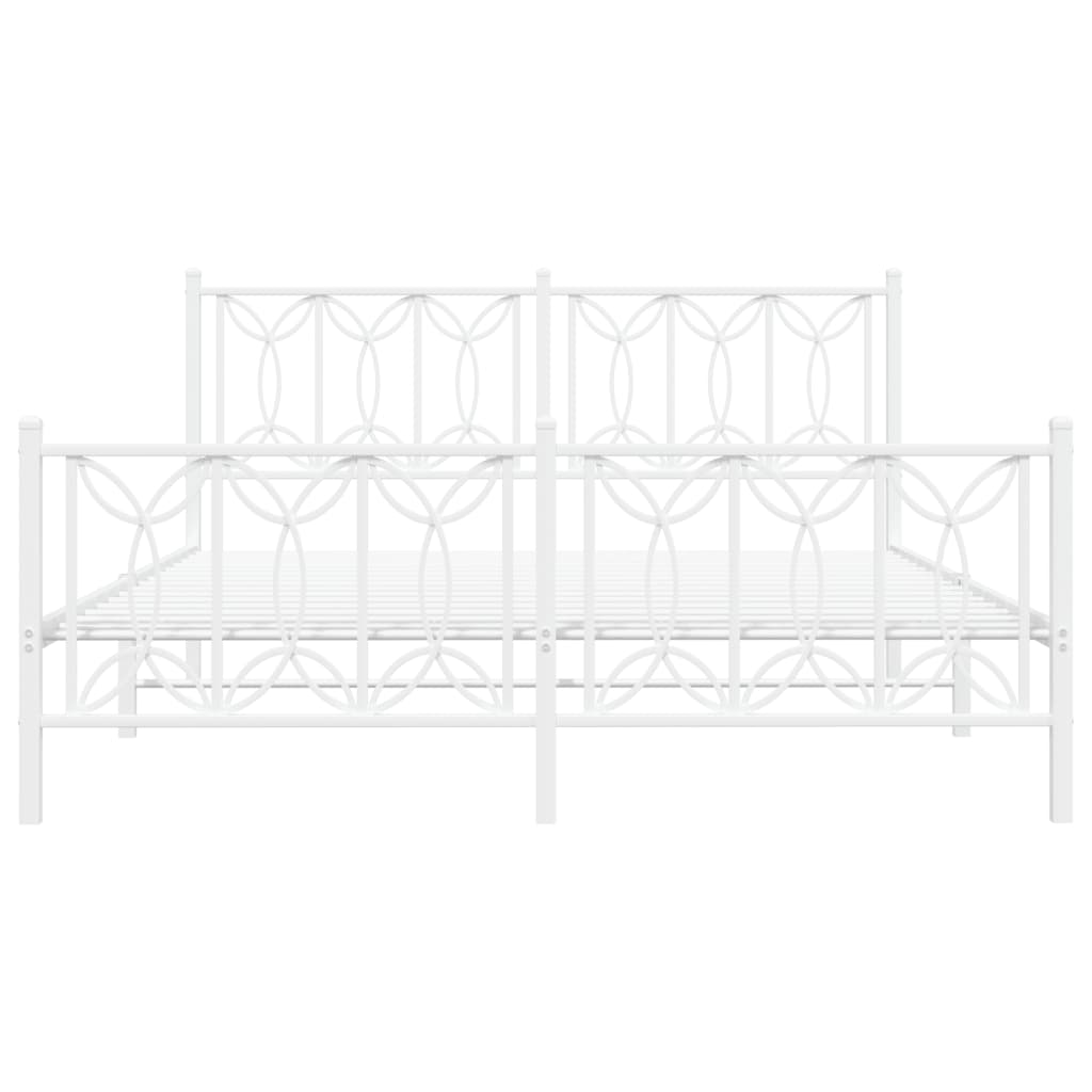 Cadre de lit métal sans matelas et pied de lit blanc 150x200 cm - XIOS