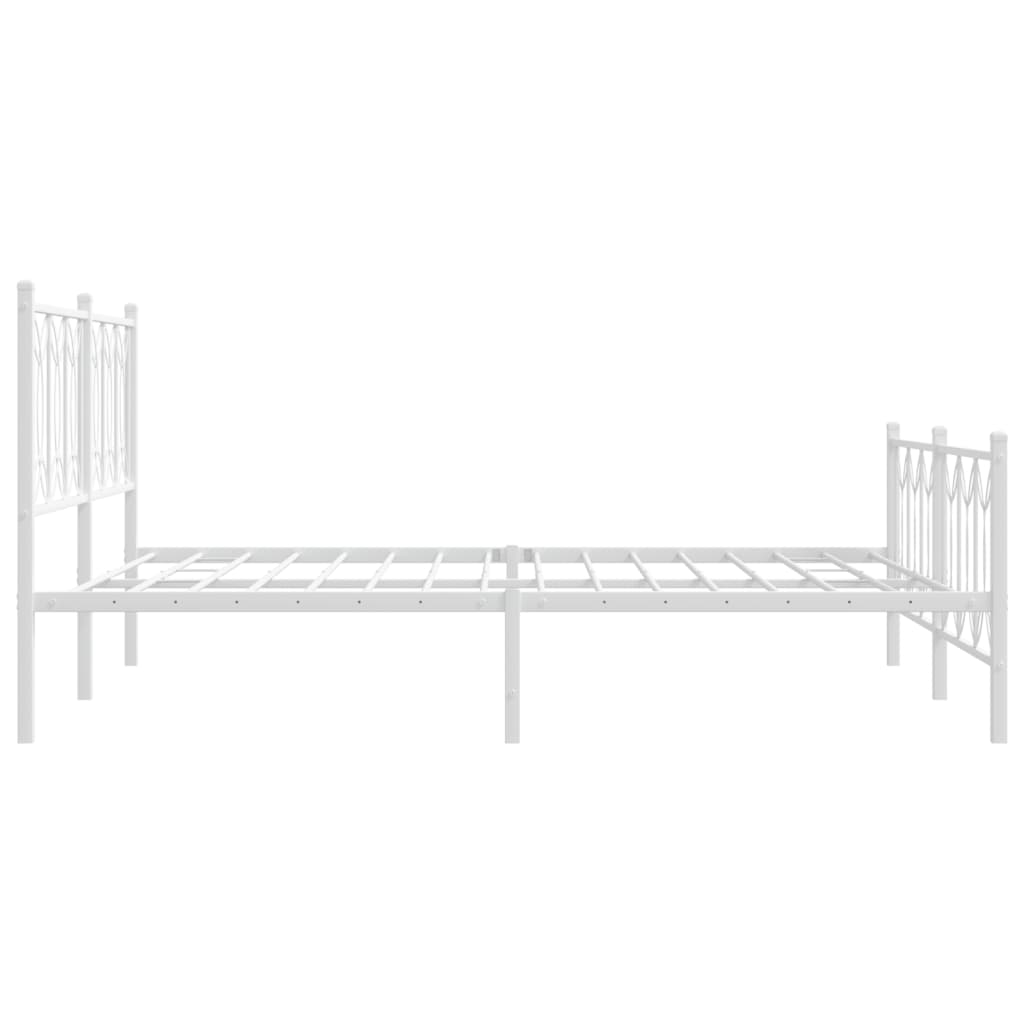 Cadre de lit métal sans matelas et pied de lit blanc 150x200 cm - XIOS