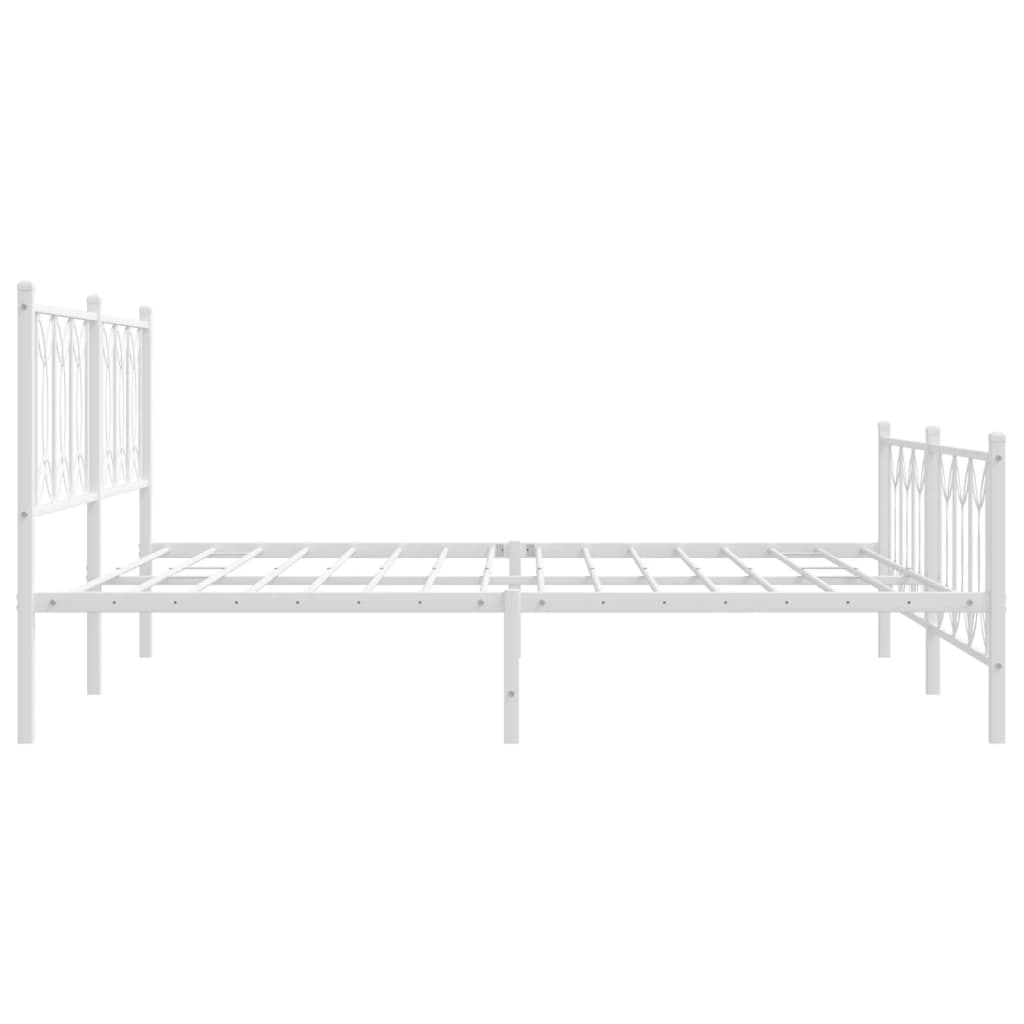 Cadre de lit métal sans matelas et pied de lit blanc 183x213 cm - XIOS