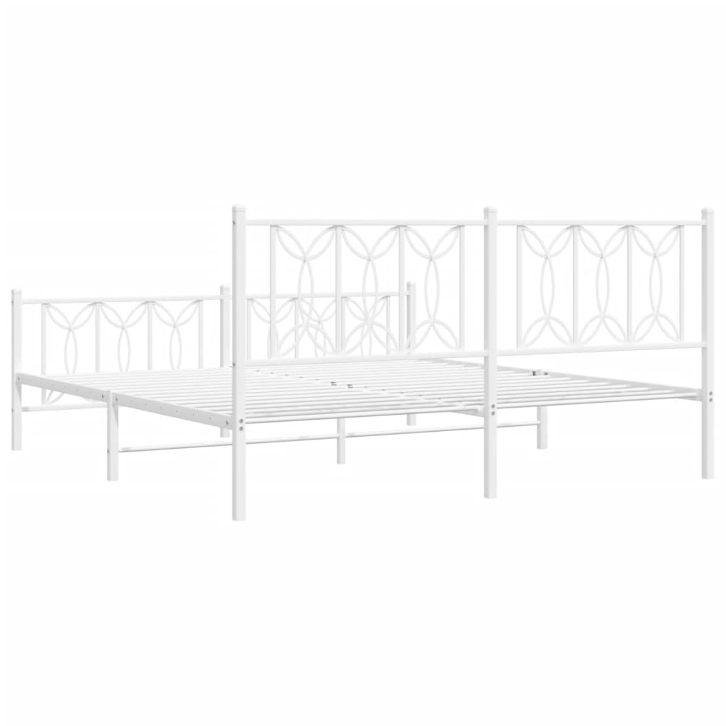 Cadre de lit métal sans matelas et pied de lit blanc 183x213 cm - XIOS