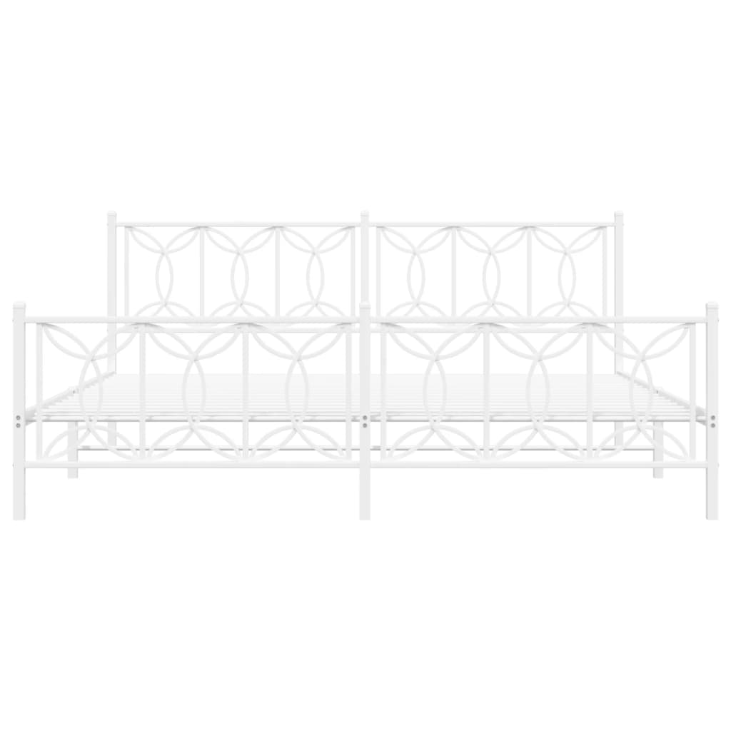 Cadre de lit métal sans matelas et pied de lit blanc 193x203 cm - XIOS