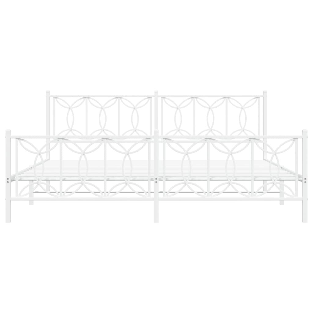 Cadre de lit métal sans matelas et pied de lit blanc 200x200 cm - XIOS