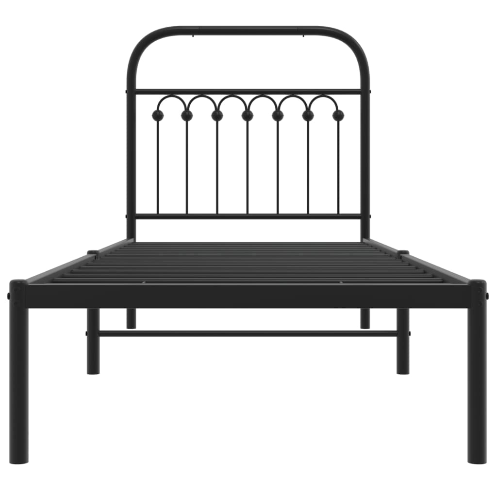 Cadre de lit métal sans matelas avec tête de lit noir 75x190 cm - XIOS