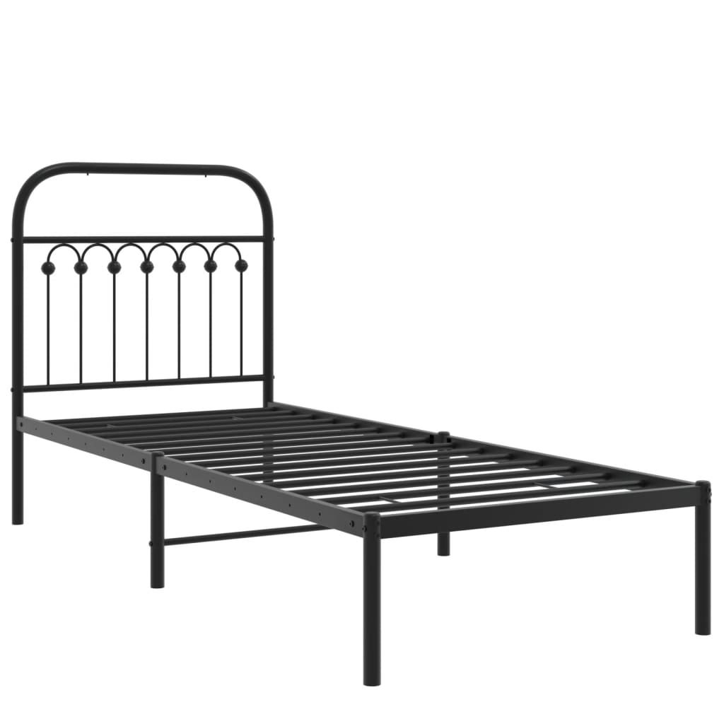 Cadre de lit métal sans matelas avec tête de lit noir 80x200 cm - XIOS
