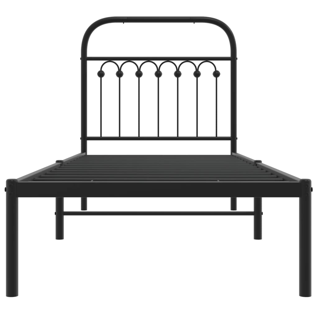 Cadre de lit métal sans matelas avec tête de lit noir 80x200 cm - XIOS