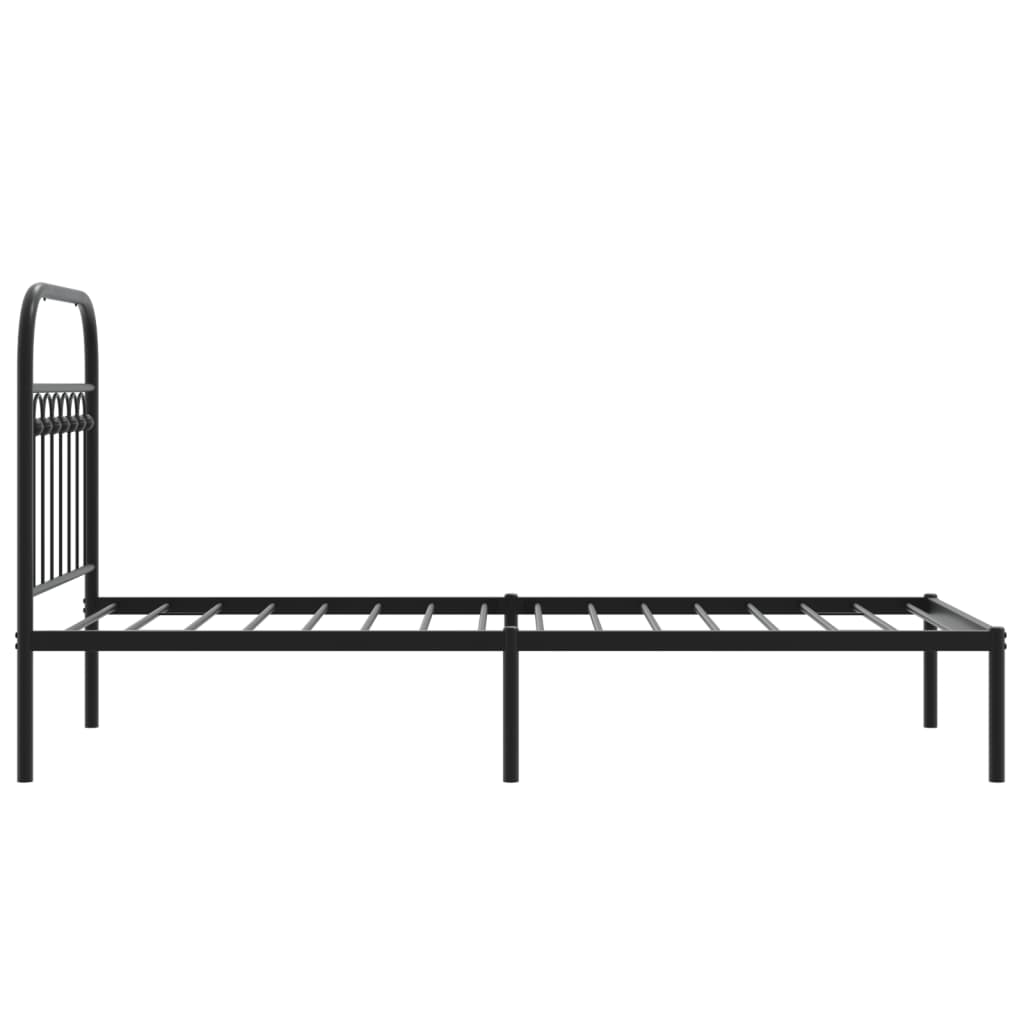 Cadre de lit métal sans matelas avec tête de lit noir 80x200 cm - XIOS