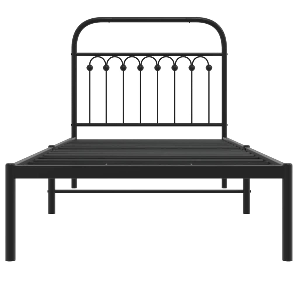 Cadre de lit métal sans matelas avec tête de lit noir 90x190 cm - XIOS