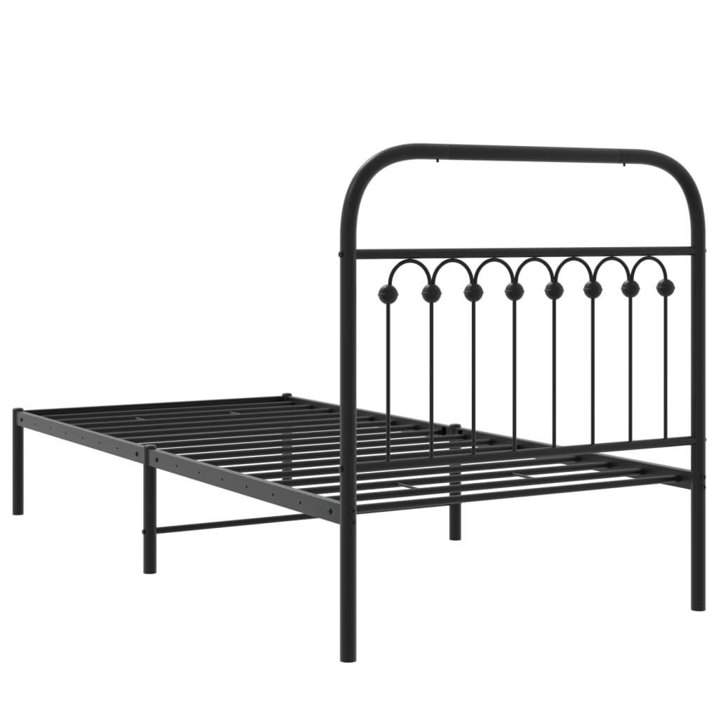 Cadre de lit métal sans matelas avec tête de lit noir 90x190 cm - XIOS