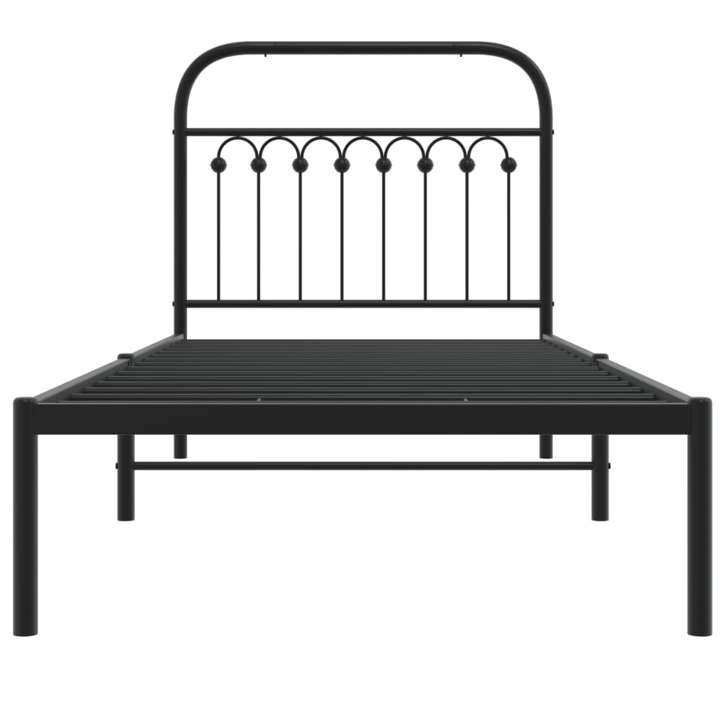 Cadre de lit métal sans matelas avec tête de lit noir 90x200 cm - XIOS