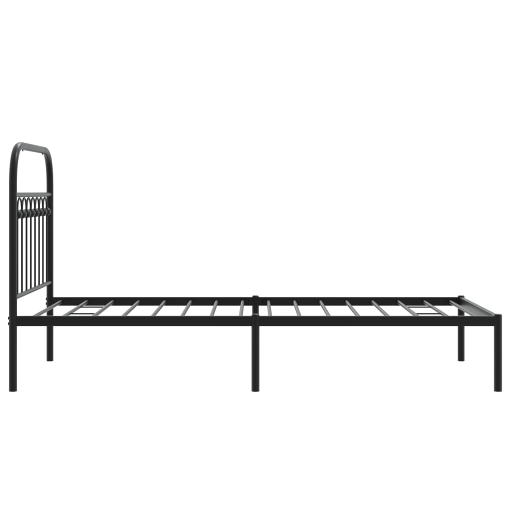 Cadre de lit métal sans matelas avec tête de lit noir 90x200 cm - XIOS