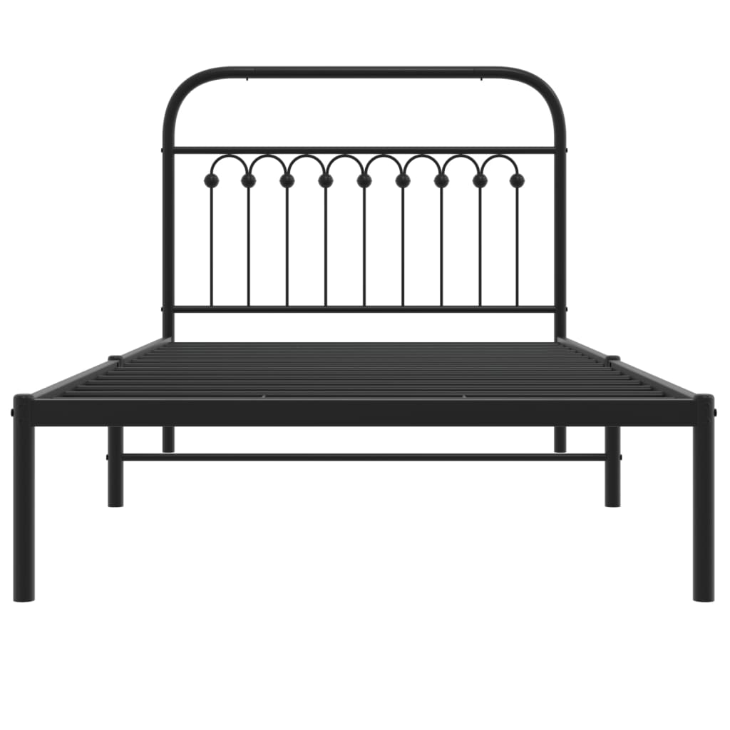 Cadre de lit métal sans matelas avec tête de lit noir 100x190cm - XIOS