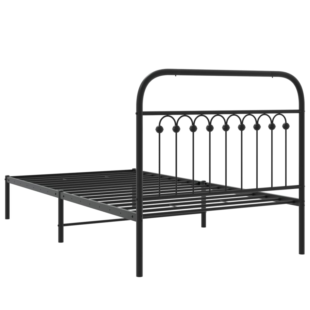 Cadre de lit métal sans matelas avec tête de lit noir 100x190cm - XIOS