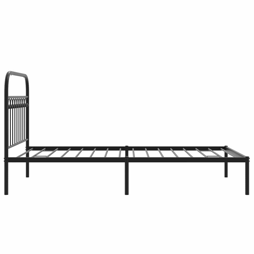 Cadre de lit métal sans matelas avec tête de lit noir 107x203cm - XIOS