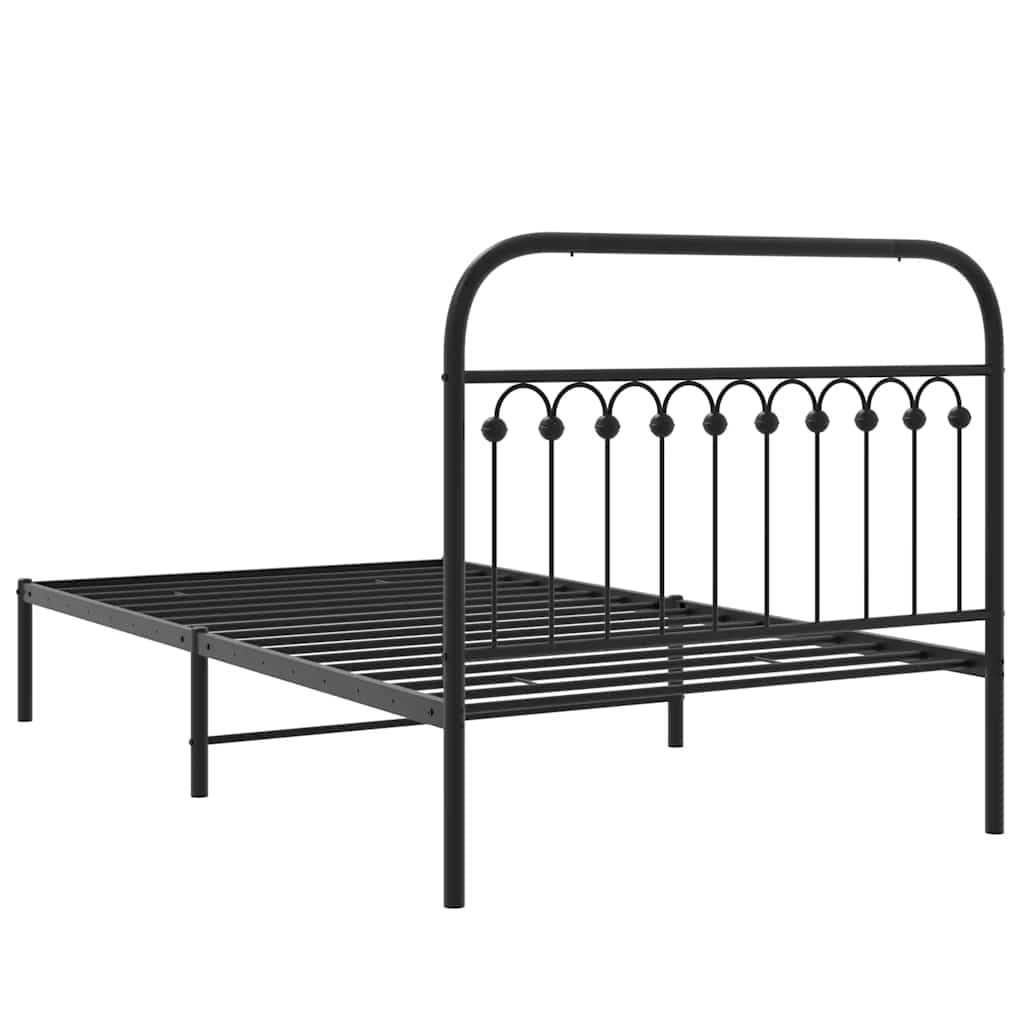 Cadre de lit métal sans matelas avec tête de lit noir 107x203cm - XIOS
