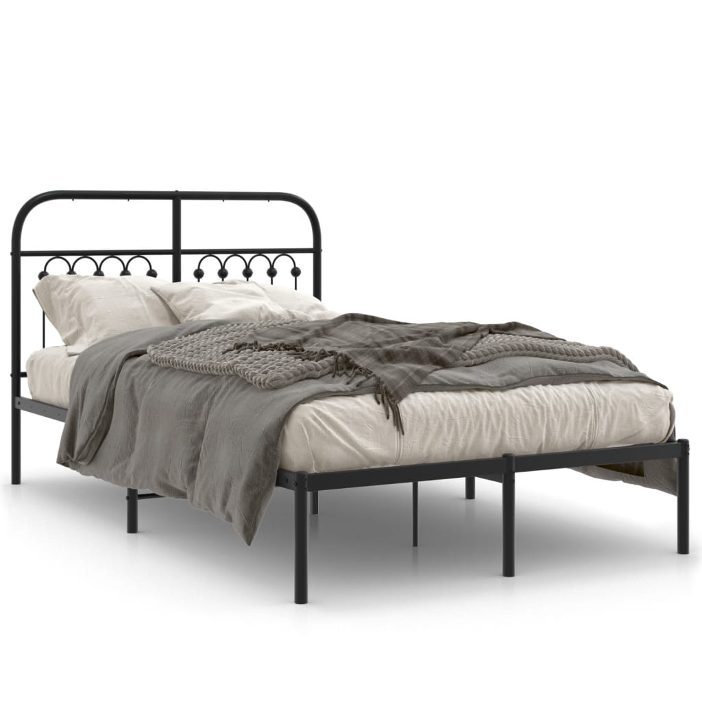 Cadre de lit métal sans matelas avec tête de lit noir 120x190cm - XIOS