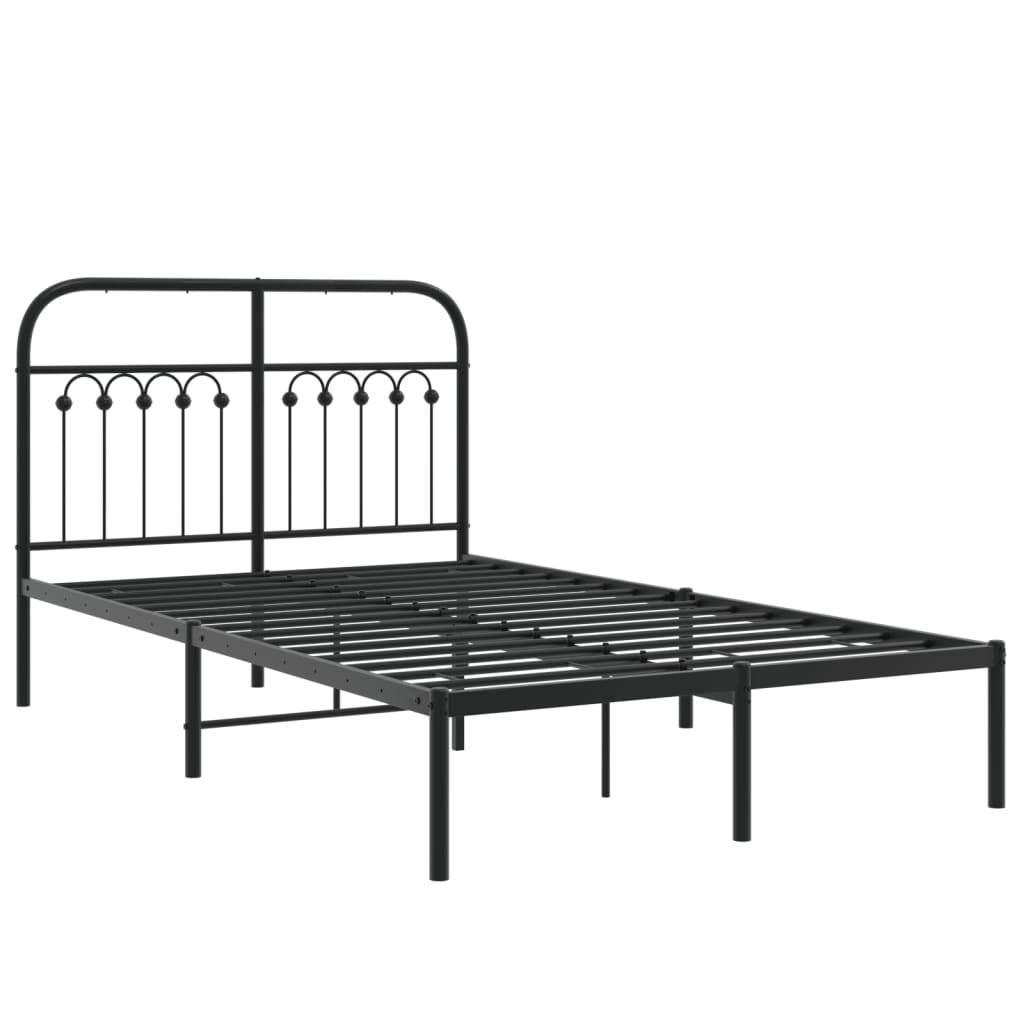 Cadre de lit métal sans matelas avec tête de lit noir 120x190cm - XIOS