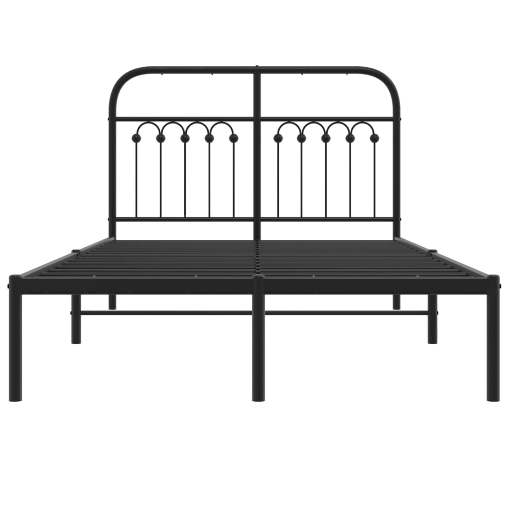 Cadre de lit métal sans matelas avec tête de lit noir 120x190cm - XIOS