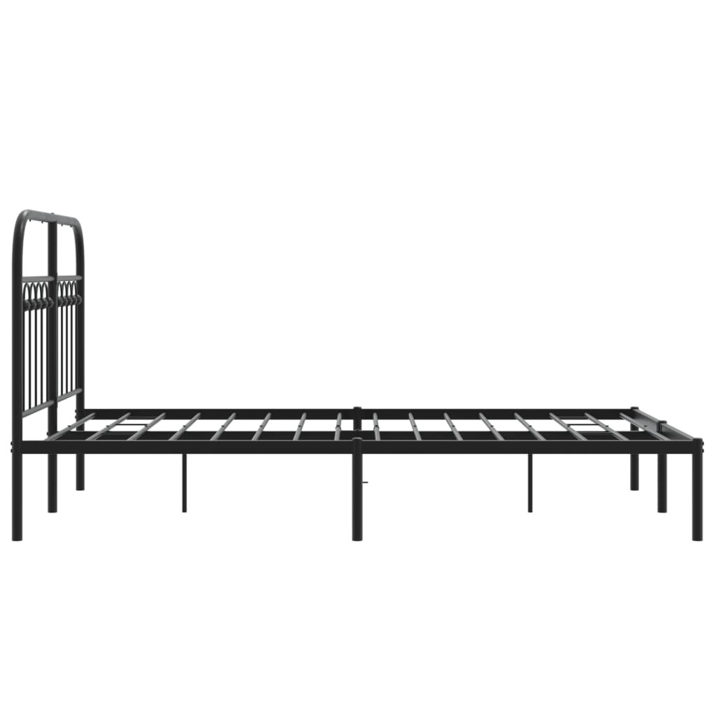Cadre de lit métal sans matelas avec tête de lit noir 120x190cm - XIOS