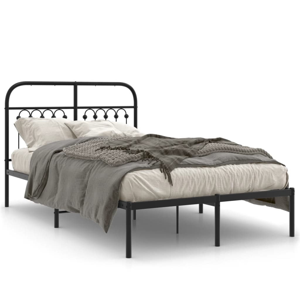 Cadre de lit métal sans matelas avec tête de lit noir 120x200cm - XIOS