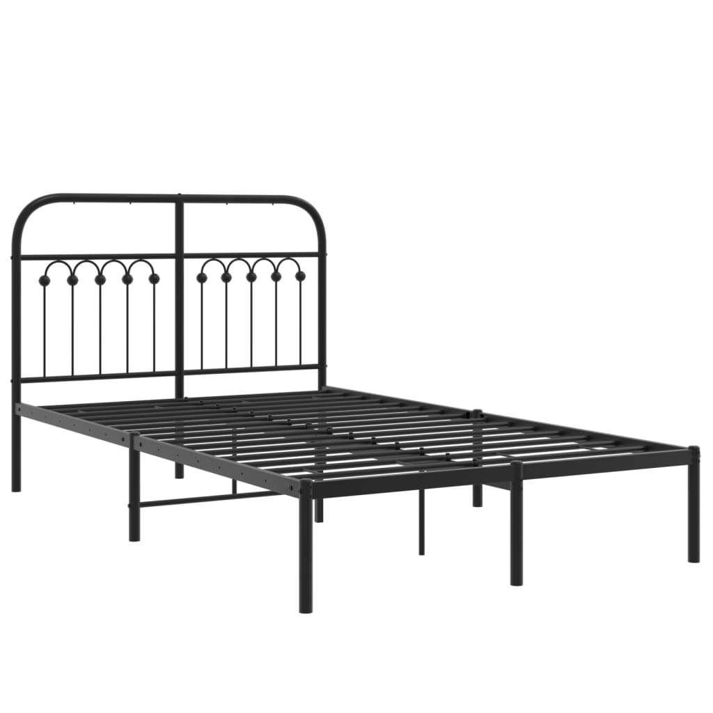 Cadre de lit métal sans matelas avec tête de lit noir 120x200cm - XIOS