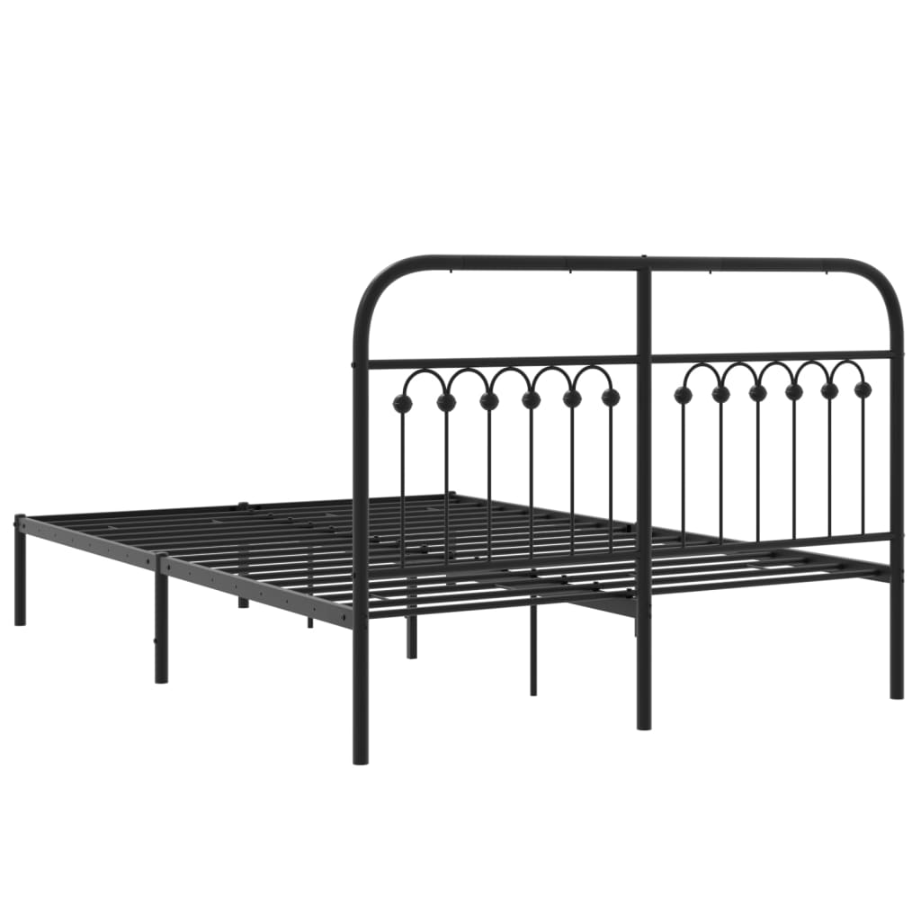 Cadre de lit métal sans matelas avec tête de lit noir 140x190cm - XIOS