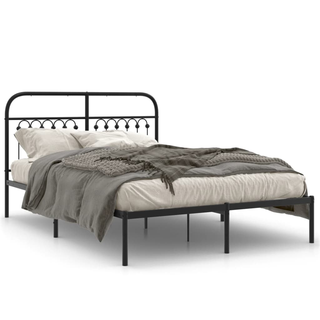 Cadre de lit métal sans matelas avec tête de lit noir 140x200cm - XIOS