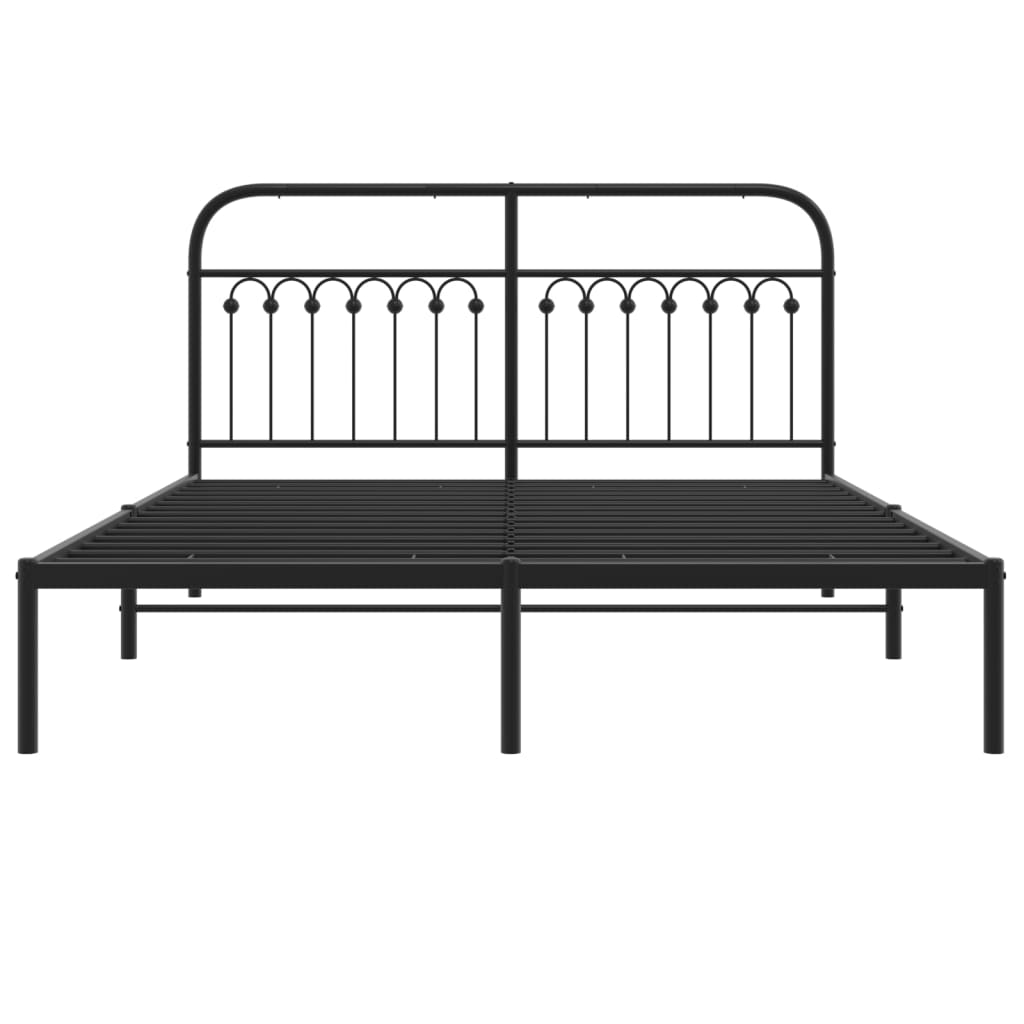 Cadre de lit métal sans matelas avec tête de lit noir 150x200cm - XIOS
