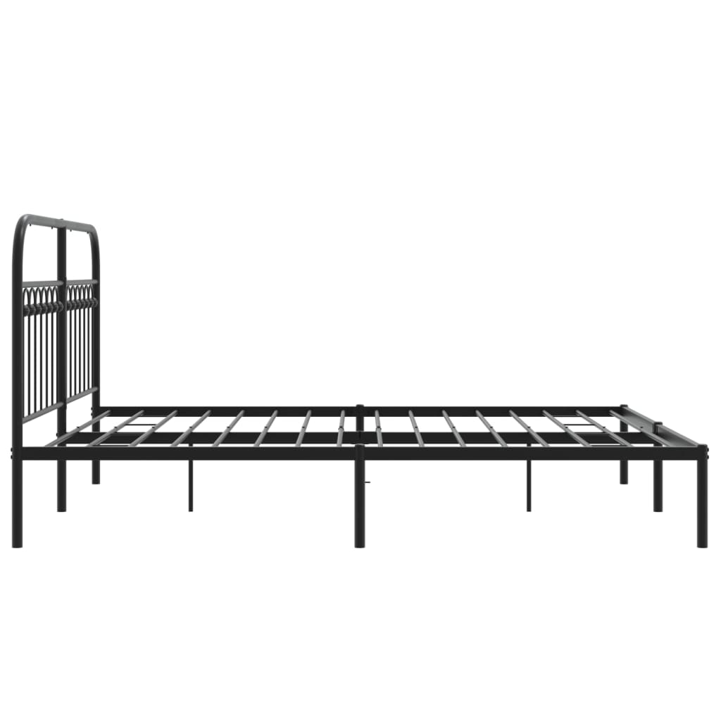 Cadre de lit métal sans matelas avec tête de lit noir 150x200cm - XIOS