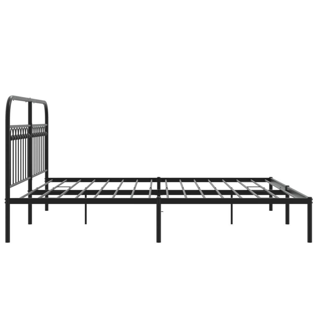 Cadre de lit métal sans matelas avec tête de lit noir 183x203cm - XIOS
