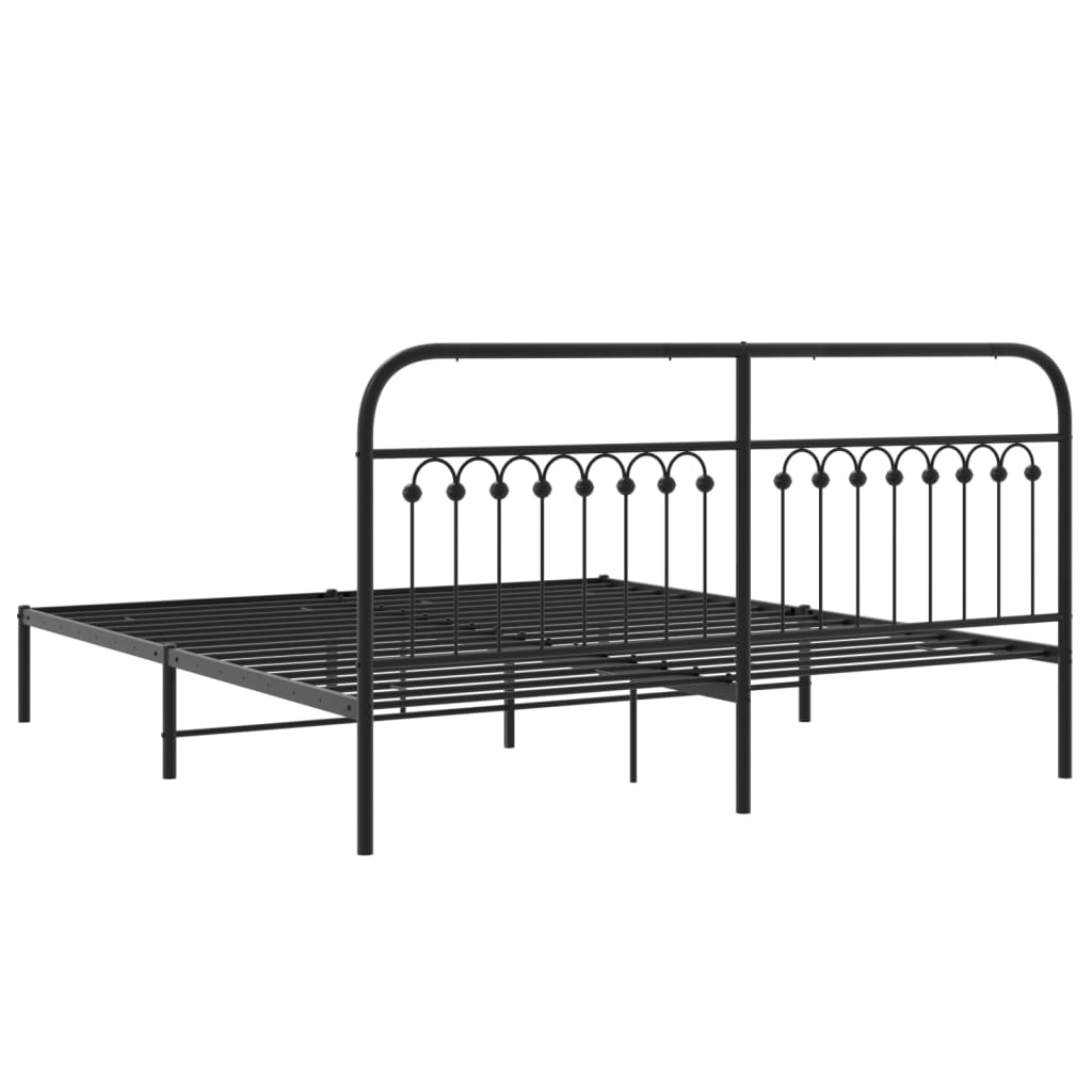 Cadre de lit métal sans matelas avec tête de lit noir 183x203cm - XIOS