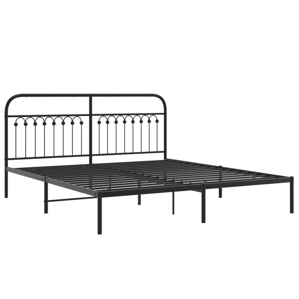 Cadre de lit métal sans matelas avec tête de lit noir 183x213cm - XIOS