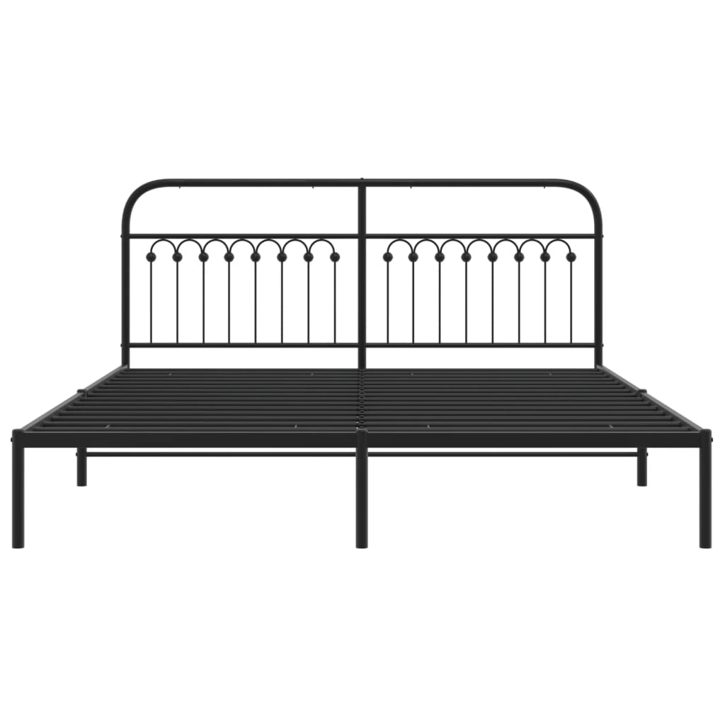 Cadre de lit métal sans matelas avec tête de lit noir 183x213cm - XIOS