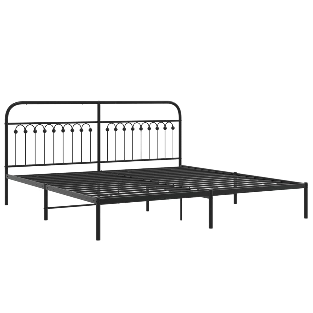 Cadre de lit métal sans matelas avec tête de lit noir 193x203cm - XIOS