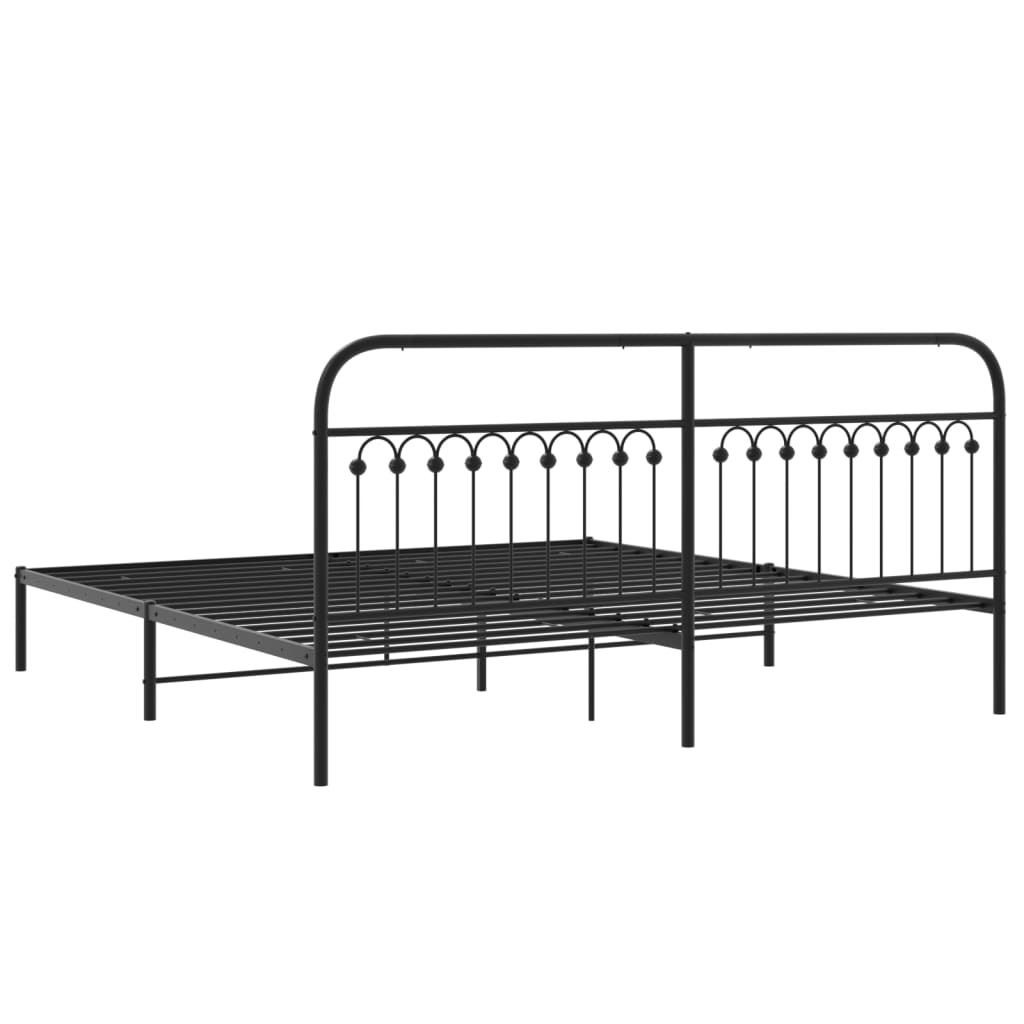 Cadre de lit métal sans matelas avec tête de lit noir 200x200cm - XIOS
