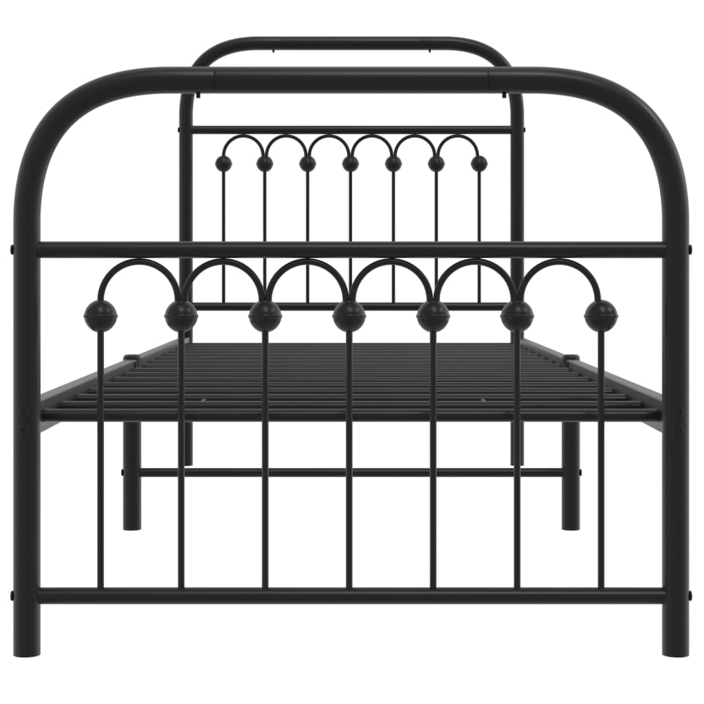 Cadre de lit métal sans matelas avec pied de lit noir 75x190 cm - XIOS