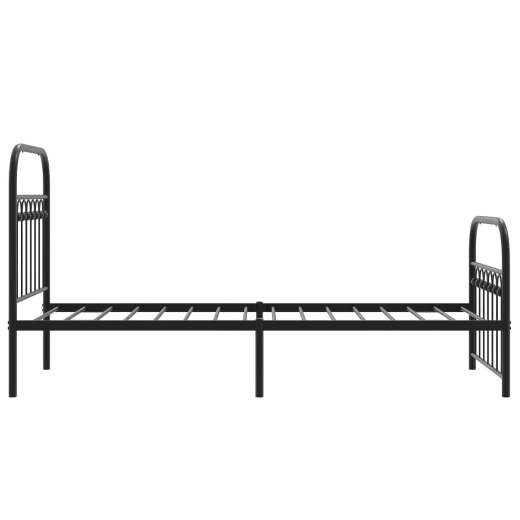 Cadre de lit métal sans matelas avec pied de lit noir 75x190 cm - XIOS