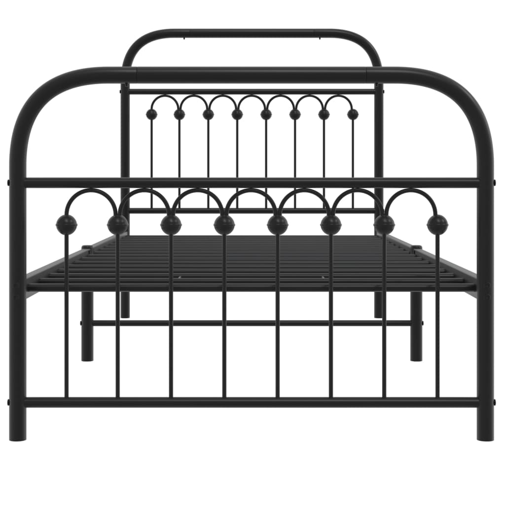 Cadre de lit métal sans matelas avec pied de lit noir 90x200 cm - XIOS