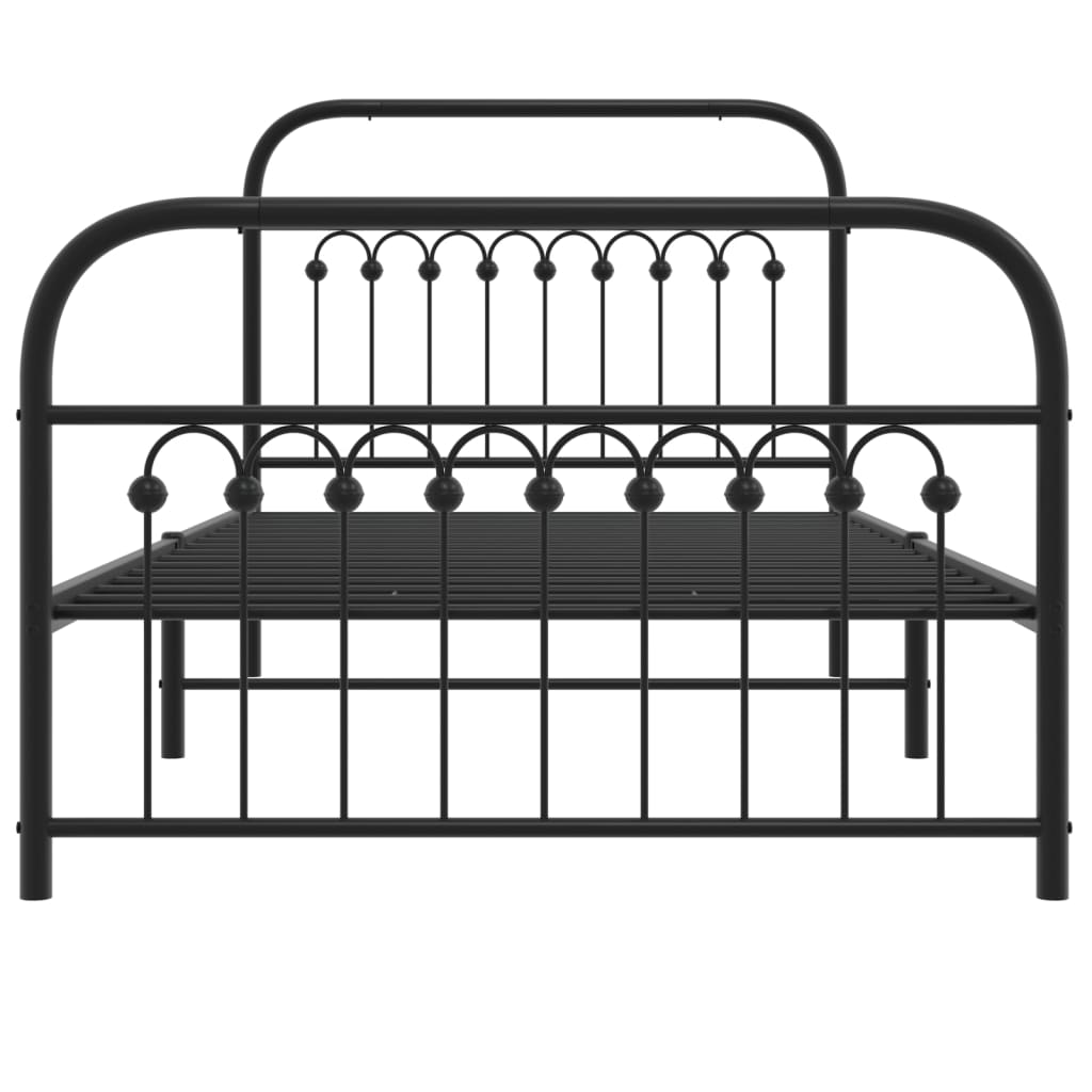 Cadre de lit métal sans matelas avec pied de lit noir 100x190cm - XIOS