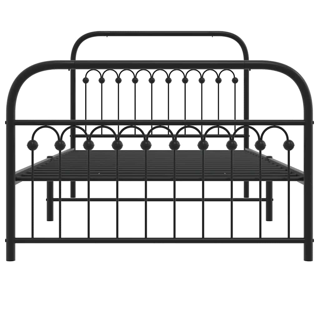 Cadre de lit métal sans matelas avec pied de lit noir 107x203cm - XIOS