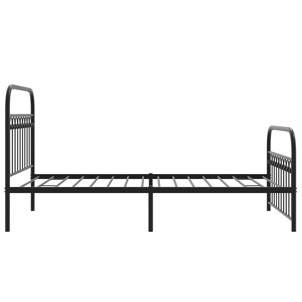 Cadre de lit métal sans matelas avec pied de lit noir 107x203cm - XIOS