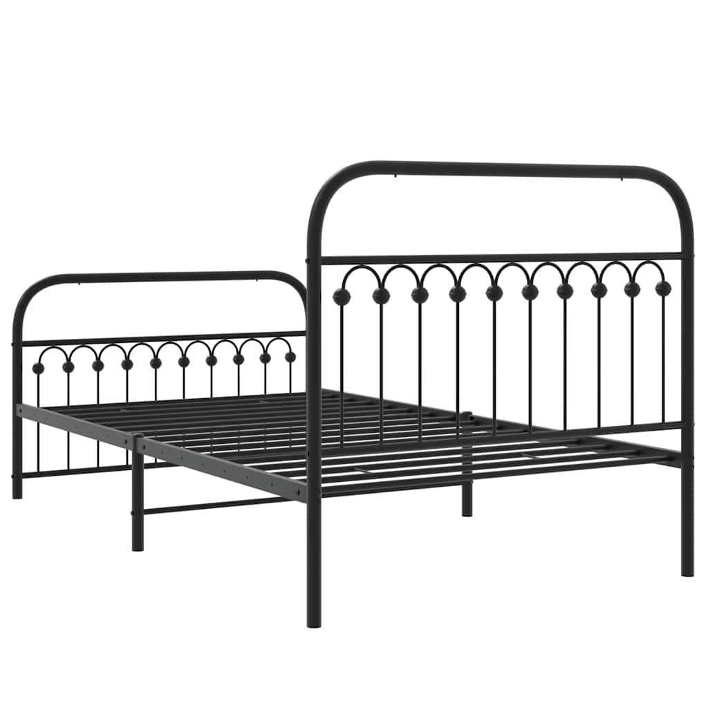 Cadre de lit métal sans matelas avec pied de lit noir 107x203cm - XIOS